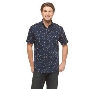 Merona Men's Navy Nautical Anchor Button Up Shirt